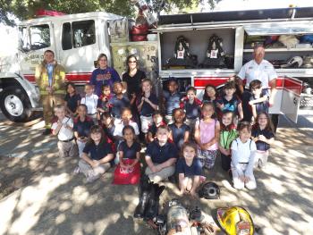 In celebration of Fire Prevention Week, the Morgan City Fire Department visited students in Brandy Smith’s physical education classes at M.E. Norman Elementary. 
