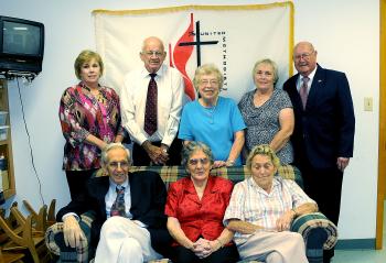 The longest members of Patterson United Methodist Church include, front row, from left, Hugh C. Brown, Ellen Scott and Ann McMurray. Standing, from left, are Peggy Darce, Cleo Scott, Cary Rentrop, Linda Crappell and Ernest McMurray. Each has been a member of the church for more than 50 years. The church celebrated its 200th anniversary Sunday.