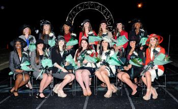 The Morgan City High School homecoming court was presented at halftime of Friday’s game. They are, seated from left, Deja Brown, Taylor Prince, Laune Reynaud, queen Nicole Perri, Kloe Liner, Grace Dragna and Savannah Loupe. Standing, from left, are Kaitlyn Verret, Chandler Pasqua, Brianna Ramagos, Courtney Reynaud, Marilynn Bailey, McKenna Aloisio and Tieriana Weary.