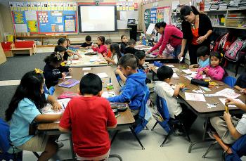 Sharisse Crochet, a kindergarten teacher in her 11th year at J.S. Aucoin Elementary in Amelia, has 16 of 24 students identified as English language learners, those who enter school with little or no understanding of English.