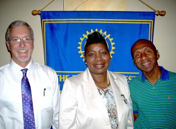 Morgan City Rotary Club members learned of the nutrition changes being implemented in parish schools from Mary Grimm-Howard, Child Nutrition Program supervisor for the St. Mary Parish School Board, at a recent luncheon. From left are Rotary Club President Donald Stephens, Grimm-Howard, and Program Director Herman Hartman.
