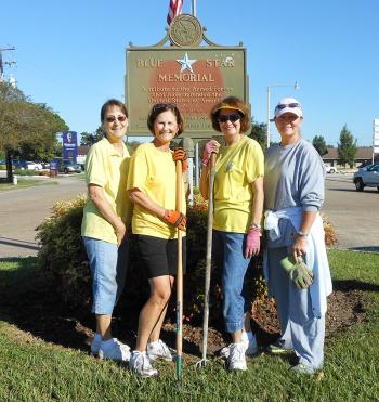 Bayou Vista Garden Club members spruce up Southeast Boulevard in Bayou Vista recently by spreading mulch and pruning trees. The club extended thanks to St. Mary Parish Sheriff’s Office trustees under the supervision of Deputy Philip Bourgeois for help. From left, club members Janice Verret, Civic Development Chairman Jo Ann Ryan, Donna Bucci and Crystal Marcel. Projects like this are funded by the Trash to Treasure sale.