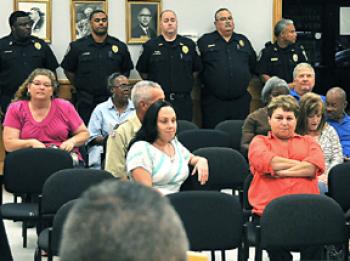 A packed council chamber included 22 uniformed Patterson police officers looking for the council to resume a policy allowing officers who live outside of the city limits to bring their units home with them. A motion for a resolution allowing that practice died due to the lack of a second near the conclusion of a two-hour Patterson City Council meeting Tuesday night.
