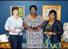 The October employees of the month were announced during Thursday’s St. Mary Parish School Board meeting. They are, from left, Yvette Lake, civics teacher at Berwick High School; Constance Hawkins, cafeteria manager at J.A. Hernandez Elementary; and Agnes Lee, math teacher at B.E. Boudreaux Middle.
