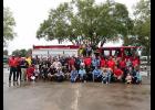 Participants in Saturday’s Red Ribbon Week motorcade through St. Mary Parish stopped at the School Board office in Centerville for lunch and a group photo. Red Ribbon Week continues through Sunday.